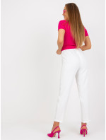 Elegantní bílé kalhoty z viskózové tkaniny