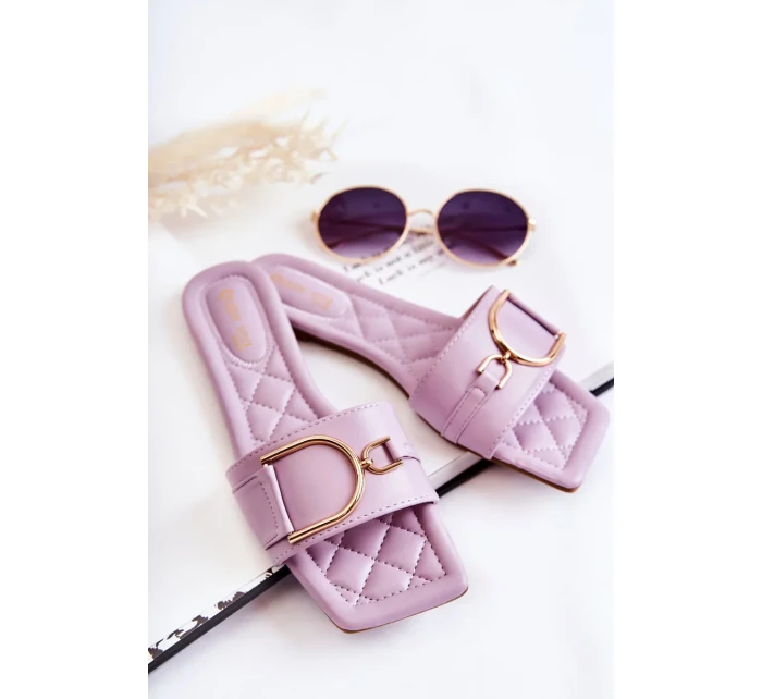 Dámské klasické kožené pantofle s zdobením fialový Shilla Dámské klasické kožené pantofle s zdobením fialový Shilla