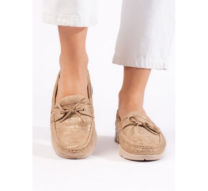 Moderní hnědé mokasíny dámské bez podpatku Moderní hnědé mokasíny dámské bez podpatku