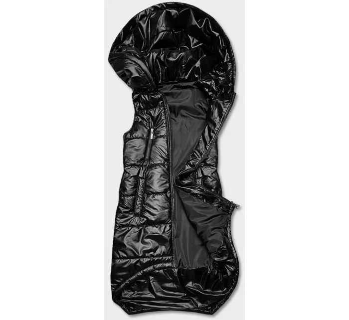 Černá dámská vesta s asymetrickou spodní částí (B8129-1)