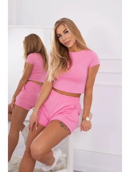 Bavlněná souprava se šortkami růžová Bavlněná souprava se šortkami růžová
