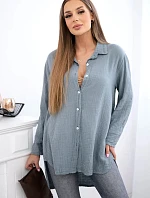 Bavlněná mušelínová košile Plus Size tmavě šedá