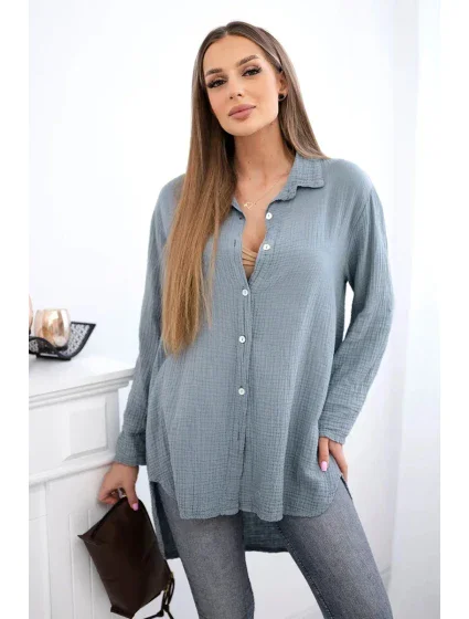 Bavlněná mušelínová košile Plus Size tmavě šedá Bavlněná mušelínová košile Plus Size tmavě šedá