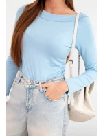 Dámská viskózová blůza s širokým výstřihem a dlouhým rukávem modrá Dámská viskózová blůza s širokým výstřihem a dlouhým rukávem modrá