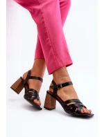 Dámské sandály na podpatku černé model 21650694 - Boto