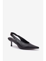 Lakované Lodičky S Odkrytým Patou Černé Emmizola