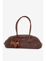 Kabelka Bageta z imitace semiše přívěsek jezevčík tmavě béžová Annette