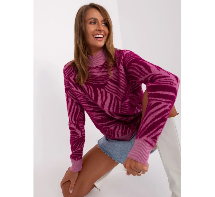 Sweter AT SW model 18895601 fioletowy - FPrice Sweter AT SW model 18895601 fioletowy - FPrice