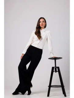 B275 Kalhoty s předním prošíváním - černé