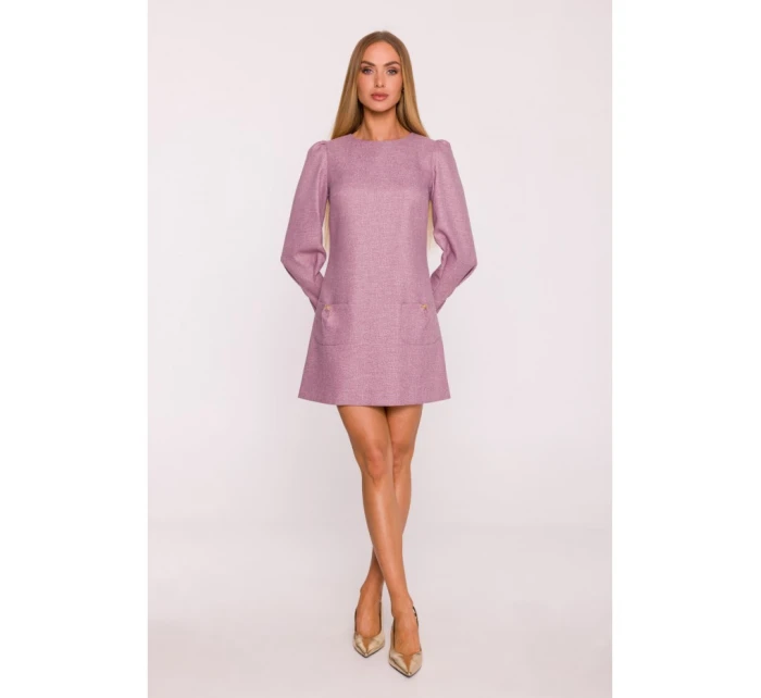 M870 Tweed mini šaty - marsala