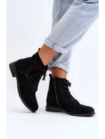 S.Barski dámské kotníkové boty se vzorem, černé S.Barski dámské kotníkové boty se vzorem, černé