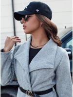 Dámský podzimní dlouhý kabát CELESTIA světle šedý FashionStreet NY0684