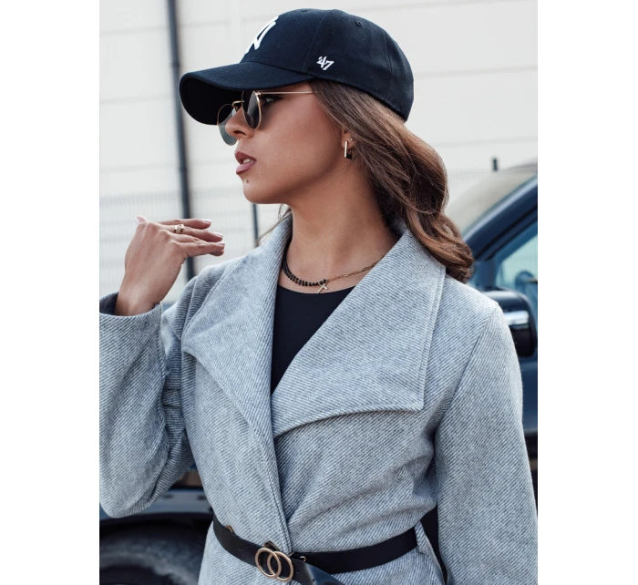 Dámský podzimní dlouhý kabát CELESTIA světle šedý FashionStreet NY0684