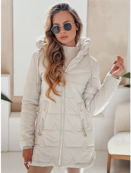 Dámská prošívaná zimní bunda s kapucí světle šedá FashionStreet TY5092 Dámská prošívaná zimní bunda s kapucí světle šedá FashionStreet TY5092