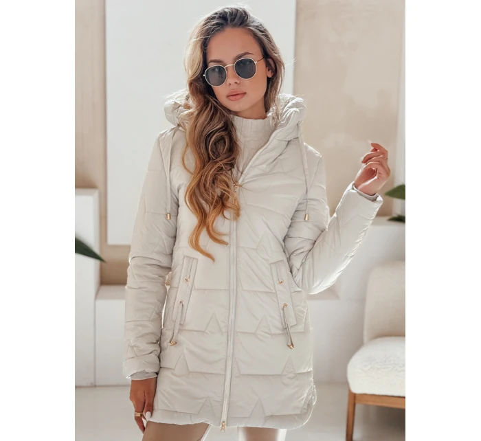 Dámská prošívaná zimní bunda s kapucí světle šedá FashionStreet TY5092 Dámská prošívaná zimní bunda s kapucí světle šedá FashionStreet TY5092