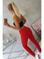 Kalhoty v barvě džínové červené