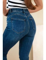 Dámské džíny skinny s vysokým pasem tmavě džínové