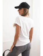 Dámská bavlněná halenka s ozdobným potiskem model 22014295 bílá - K-Fashion