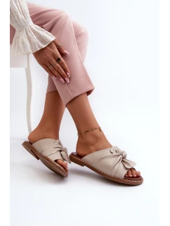 Dámské sandály na ploché podrážce béžové model 21658396 - Boto