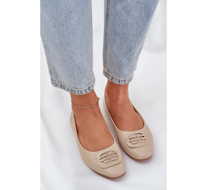 Baleríny Na Ploché Podešvi S Ozdobou Béžové model 21684319 - Boto