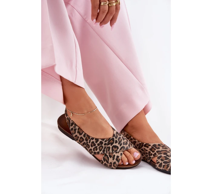 Dámské kožené sandály leopardí hnědé Zazoo 40407