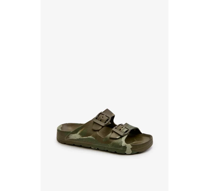 Lehké chlapecké pěnové pantofle s přezkami tmavě zelená Adirnaca Lehké chlapecké pěnové pantofle s přezkami tmavě zelená Adirnaca