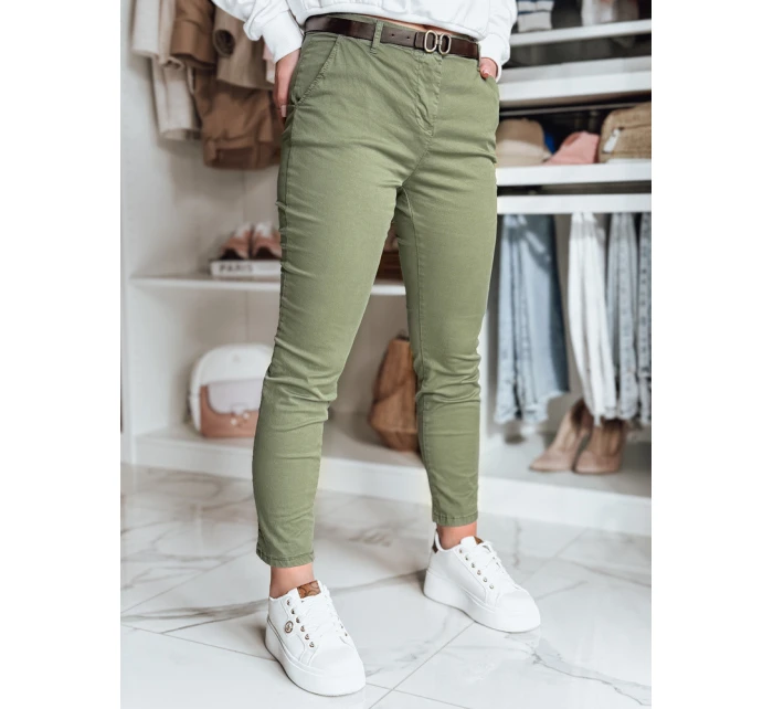 Dámské kalhoty slim fit s páskem LINESKA khaki FashionStreet UY2575 Dámské kalhoty slim fit s páskem LINESKA khaki FashionStreet UY2575