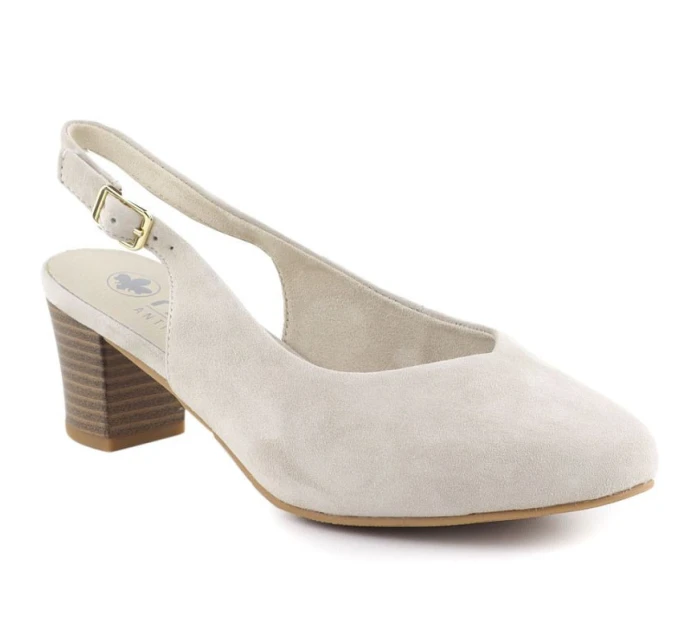 Béžové kožené lodičky s otevřenou špičkou Rieker 44651-60