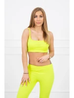 Sada s halenkou s žebrováním žlutá neonová