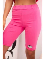 Dámský bavlněný komplet s krátkým rukávem a šortkami růžový Dámský bavlněný komplet s krátkým rukávem a šortkami růžový