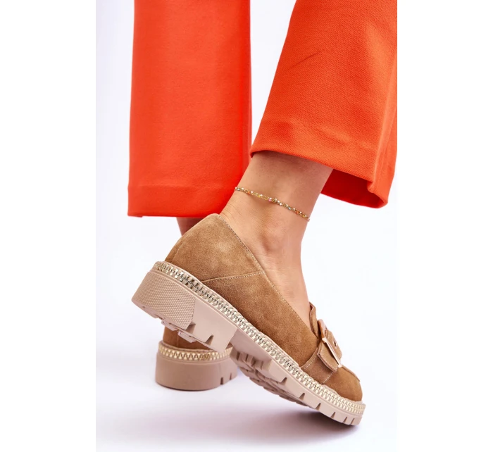 Módní semišové mokasíny tmavě béžové Eloisa Módní semišové mokasíny tmavě béžové Eloisa