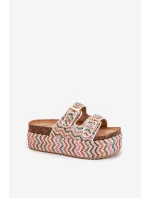 Dámské Sandály Na Masivní Platformě S Pletením A Přezkami Multikolor Dámské Sandály Na Masivní Platformě S Pletením A Přezkami Multikolor