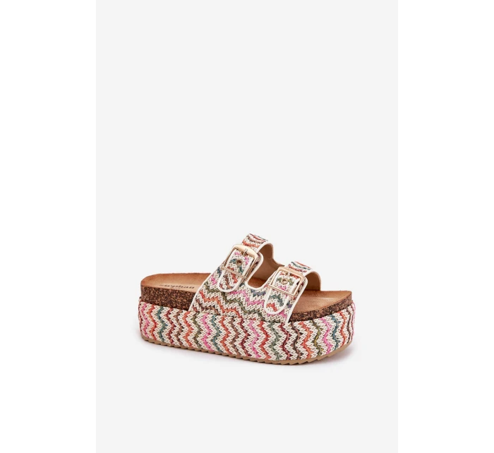 Dámské Sandály Na Masivní Platformě S Pletením A Přezkami Multikolor Dámské Sandály Na Masivní Platformě S Pletením A Přezkami Multikolor