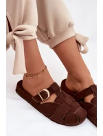 Dámské s pásky a zlatým přezkou Čokoládové model 21951397 - Boto