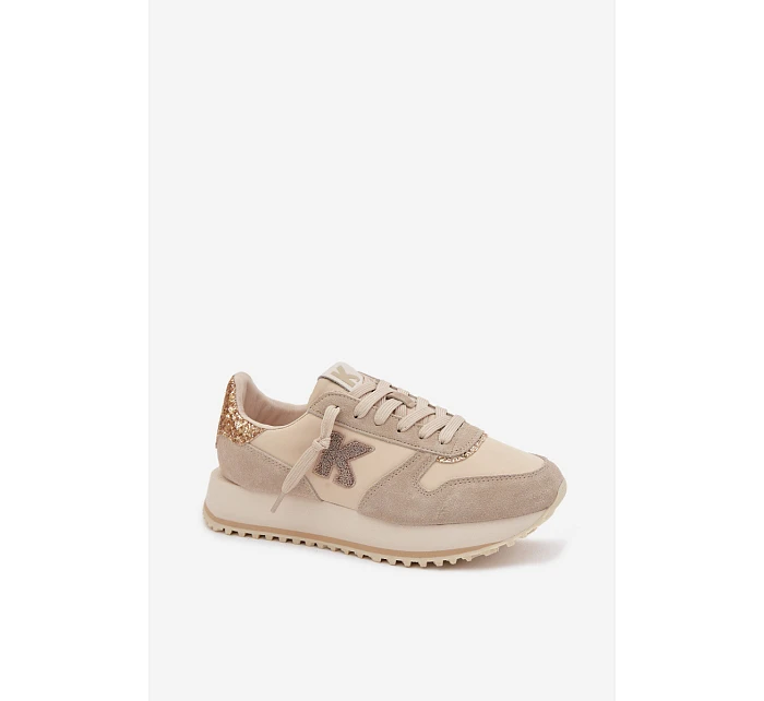 Kožené Semišové Dámské Tenisky Na Platformě  Béžové model 22073057 - VINCEZA