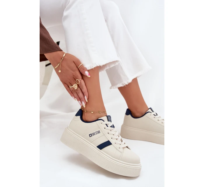 Dámské tenisky na platformě Big Star – světle béžové Dámské tenisky na platformě Big Star – světle béžové