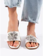 Luxusní dámské nazouváky bílé bez podpatku Luxusní dámské nazouváky bílé bez podpatku