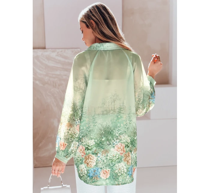 Dámské květované tričko oversize Květinově zelené FashionStreet DY0471