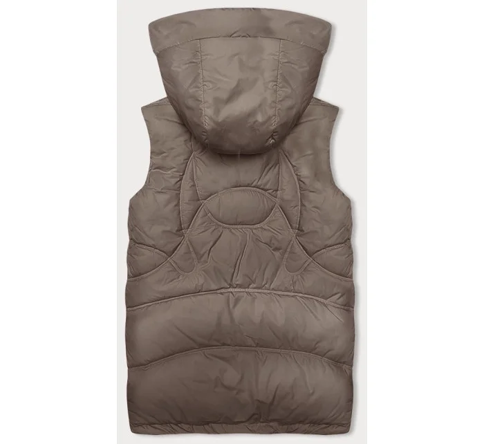 Tmavě béžová dámská vesta se stojáčkem a kapucí Miss model 19375958 - Miss TiTi