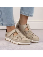 Rieker W RKR651 béžové kožené polobotky s háčkem a smyčkou