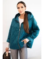 Dámská prošívaná bunda s kapucí mořská