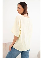 Dámská bavlněná oversize halenka s krátkým rukávem žlutá