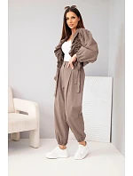 Dámský bavlněný komplet s model 22294716 mikinou a kalhotami fango zelená - K-Fashion Dámský bavlněný komplet s model 22294716 mikinou a kalhotami fango zelená - K-Fashion