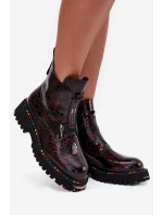 Lakované dámské kotníčková obuv z přírodní kůže s vyhříváním Artiker 57C0165 bordó Lakované dámské kotníčková obuv z přírodní kůže s vyhříváním Artiker 57C0165 bordó