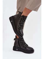 Kožené dámské boty Artiker – černé, zateplené, na platformě Kožené dámské boty Artiker – černé, zateplené, na platformě