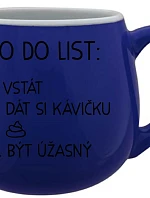 TO DO LIST: BÝT ÚŽASNÝ - modrý keramický hrníček 300 ml