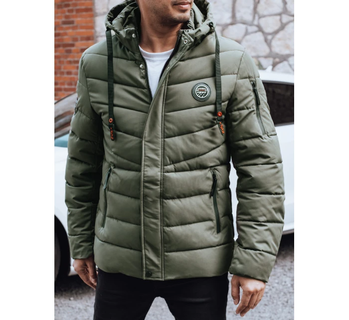 Pánská prošívaná zimní bunda s kapucí zelená FashionStreet TX5058 Pánská prošívaná zimní bunda s kapucí zelená FashionStreet TX5058