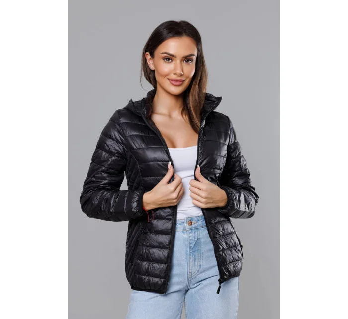 Černá dámská prošívaná bunda pro přechodné období model 17987609 - J.STYLE Černá dámská prošívaná bunda pro přechodné období model 17987609 - J.STYLE