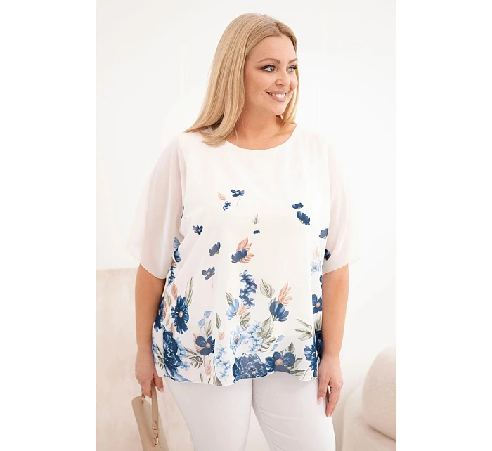 Dámská halenka Plus Size s krátkým rukávem a květinovým potiskem model 22069965 - K-Fashion