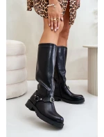 Zateplené dámské kozačky na zip z ekologické kůže černé model 21670685 - Boto